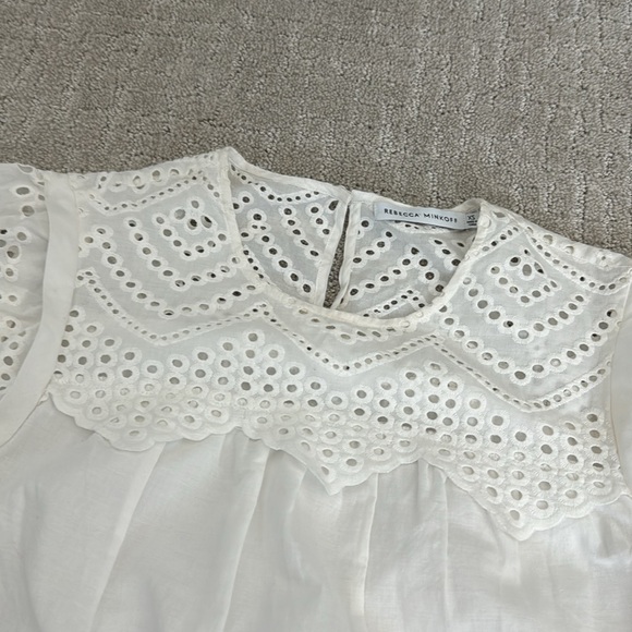 Rebecca minkoff white eyelet lace short sleeve mini dress coverup - Picture 6 of 11